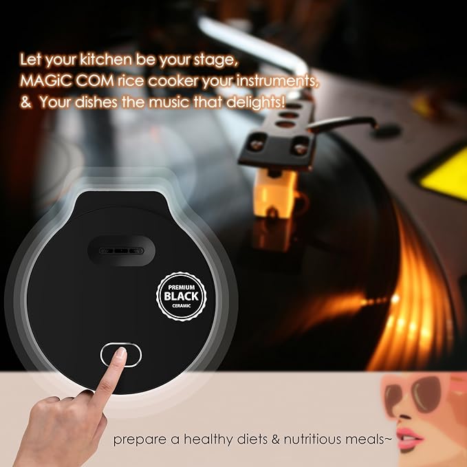 MAGiC COM Rice Cooker 4 Cup Uncooked (8 Cup Cooked) Small Digital Multi-Cooker with Steamer 24H Delay Timer Automatic Keep Warm Non-Stick Pot Perfect for Dorm Travel Single Serve (Black)
