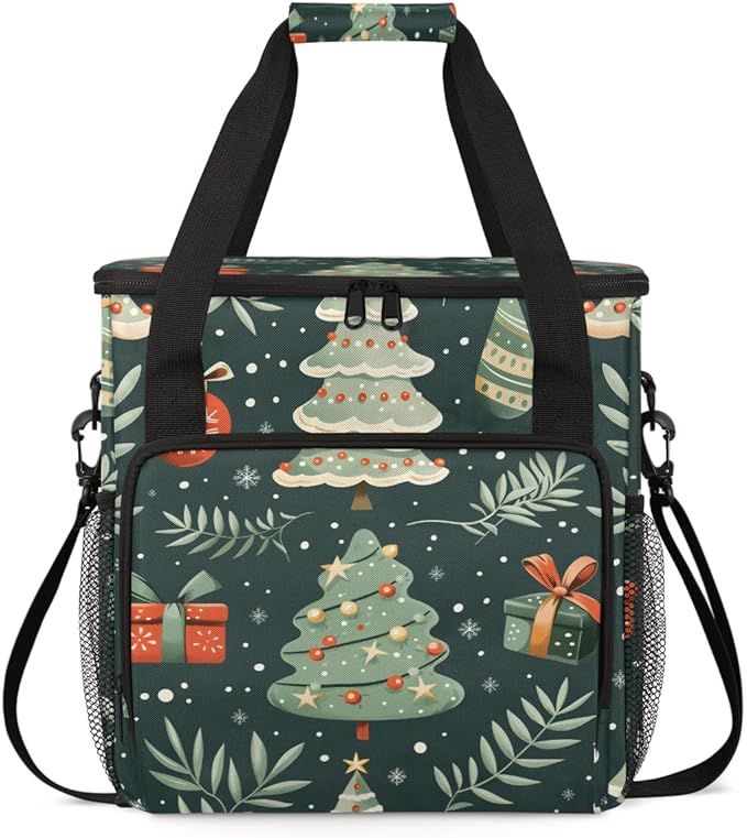 Cartoon Tree Coffee Maker Carrying Bag Christmas Tree Travel Storage Bag Compatible with K-Mini or K-Mini Plus Single Serve Coffee Brewer Carrying Case with Multiple Pockets &amp Shoulder Strap
