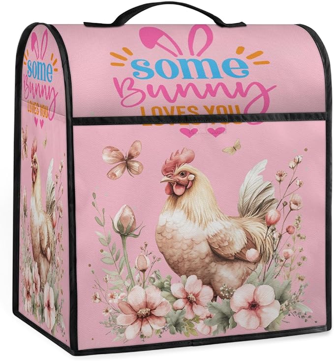 Kitchen Aid Mixer Cover Rooster Flower Floral Butterfly Stand Mixer Cover Compatible with 6-8 Quarts Stand Mixers Dust Covers with Zipper Pocket Foldable Washable Kitchen Aid Organizer Bag
