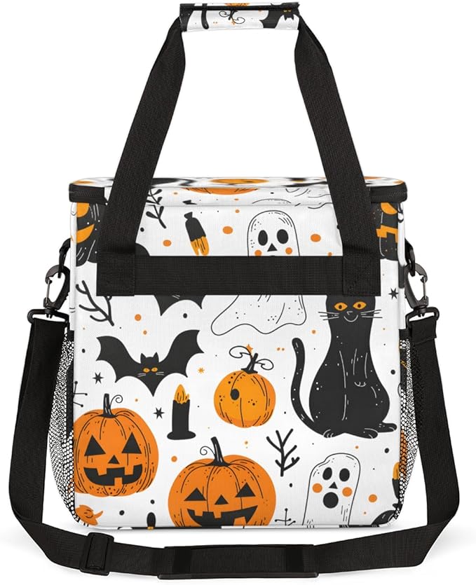 Cartoon Pumpkin Coffee Maker Carrying Bag Abstract Pumpkin Travel Storage Bag Compatible with K-Mini or K-Mini Plus Single Serve Coffee Brewer Carrying Case with Multiple Pockets &amp Shoulder Stra