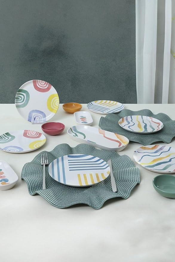 Dinnerware Set - Ethnic - 13 Pieces - 6 Persons - Stoneware
