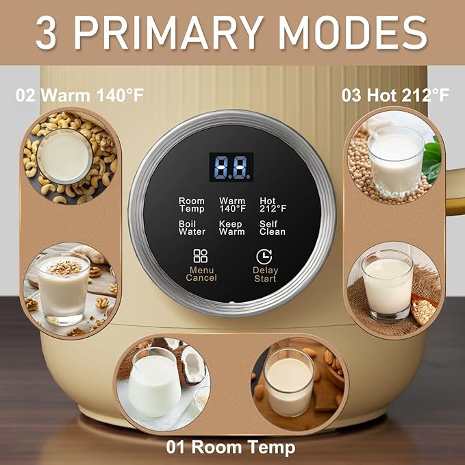 𝟲 𝗶𝗻 𝟭 Nut Milk Maker 20 oz(600ml) Homemade Almond Oat Soy Coconut Plant Based and Non Dairy Beverages Milk Blender Machine with Delay Start Keep Warm Boil Water Self Cleaning