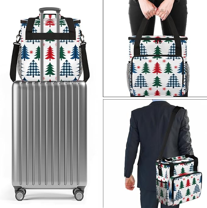 Abstract Tree Christmas Coffee Maker Carrying Bag Travel Storage Bag Compatible with K-Mini or K-Mini Plus Single Serve Coffee Brewer Carrying Case with Multiple Pockets &amp Shoulder Strap