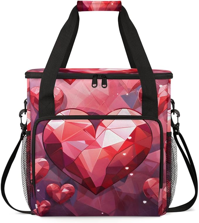 Diamond Heart Coffee Maker Carrying Bag Portable Travel Storage Tote Bag Compatible with K-Mini or K-Mini Plus Single Serve Coffee Brewer Carrying Case with Multiple Pockets &amp Shoulder Strap