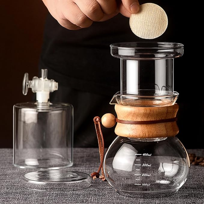 Yosoo Health Gear Cold Brew Coffee Maker 400ml - Clear Glass Ice Drip Coffee Set with Adjustable Water Flow for Household &amp Tea Room