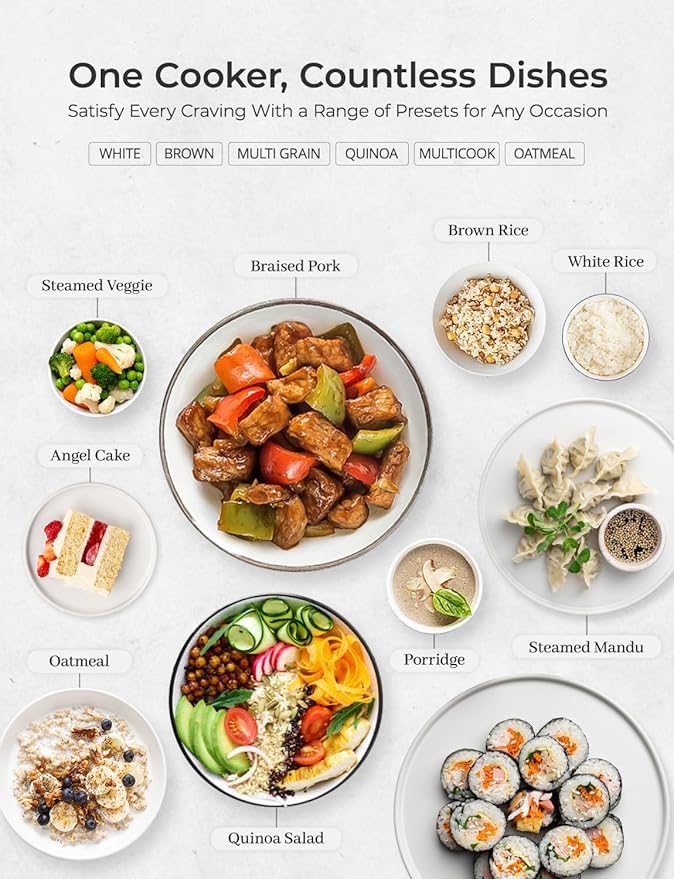 CUCKOO Micom Rice Cooker 3-Cup Uncooked / 6-Cup Cooked with Nonstick Inner Pot Small Rice Maker with 8 Menu Options Fuzzy Logic Technology Auto Clean Quick Rice Mode Gray (CR-0375FG)