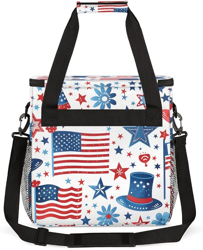 4th of JulyWaving flag Coffee Maker Carrying Bag Travel Storage Bag Compatible with K-Mini or K-Mini Plus Single Serve Coffee Brewer Carrying Case with Multiple Pockets &amp Shoulder Strap
