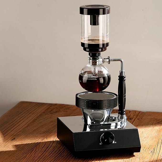 Siphon Coffee Maker with Halogen Lamp Heater Vacuum Coffee Pot Coffee Brewer Pot Adjustment Temperature Office Coffee Maker 3 People Capacity
