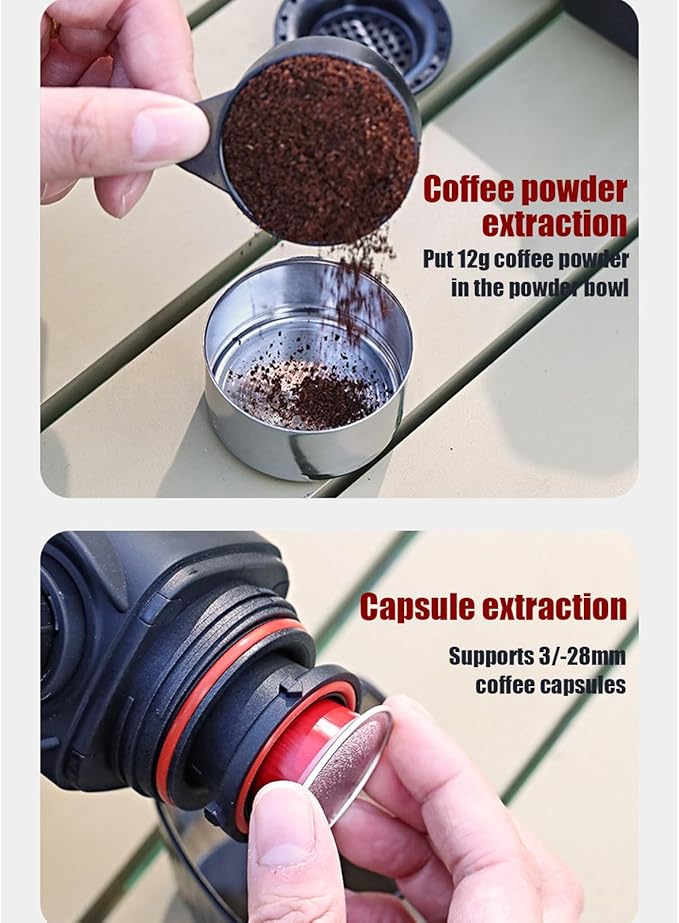 Portable Travel Coffee Maker Car Coffees Makers 1.46x1.1 Inches Machine with Hand-Pressed Grinder Reusable Coffee Maker Coffees Makers with Durable Build for Kitchen Camping and Outdoor Use