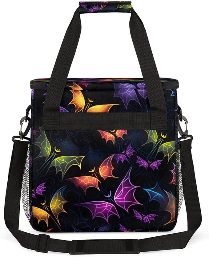 Gothic Bat Coffee Maker Carrying Bag Glowing Bat Travel Storage Bag Compatible with K-Mini or K-Mini Plus Single Serve Coffee Brewer Carrying Case with Multiple Pockets &amp Shoulder Strap