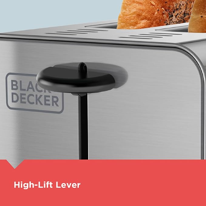 BLACK+DECKER 2-Slice Stainless Steel Toaster with 7 Toast Shades Extra-Wide Self-Centering Slots