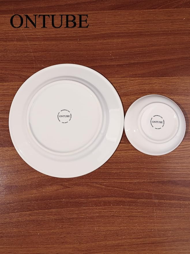ONTUBE 4-Piece Plates and Dishes Set Ceramic Dinnerware SetDishwasher &amp Microwave Safe White