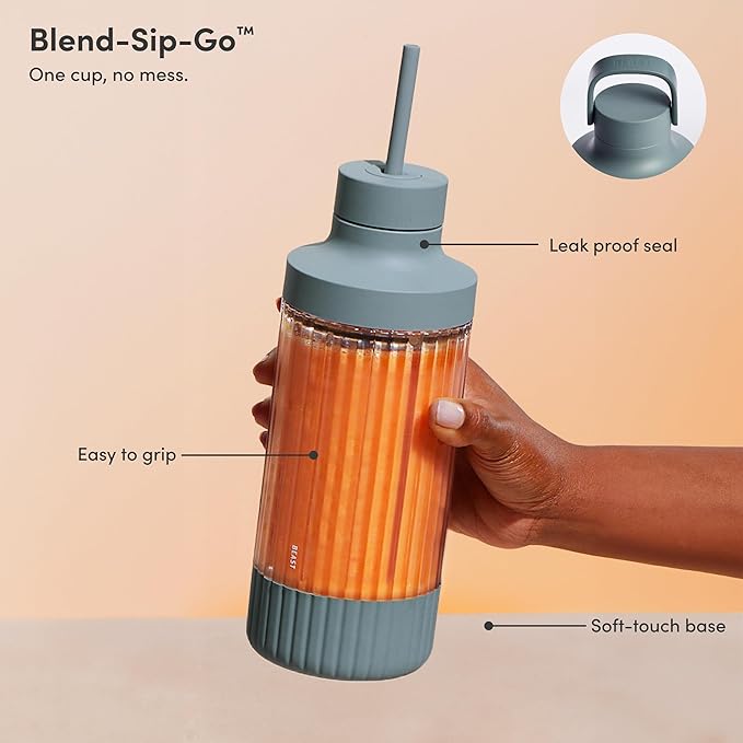 Beast Mighty 850 Plus | Premium Compact Personal Blender | Smoothies Shakes Dressings Sauces | Blends Ice and Frozen Fruit | New XL Vessel | Extra Vessels Lids and Straws | 850W (Mist)