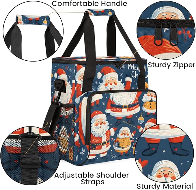 Xmas Santa Claus Coffee Maker Carrying Bag Cartoon Santa Claus Travel Storage Bag Compatible with K-Mini or K-Mini Plus Single Serve Coffee Brewer Carrying Case with Pockets &amp Shoulder Strap