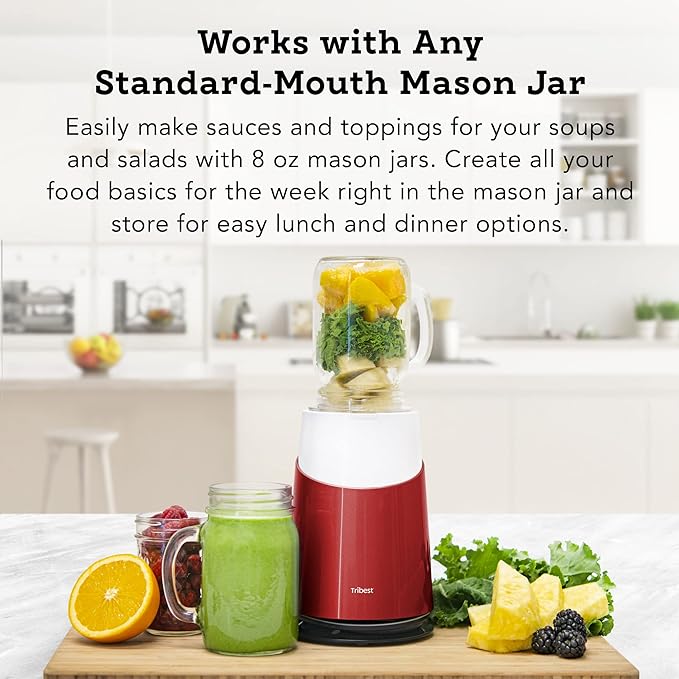 Tribest Personal Blender II Small Portable Blender for Shakes &amp Smoothies with BPA-Free Cups Red