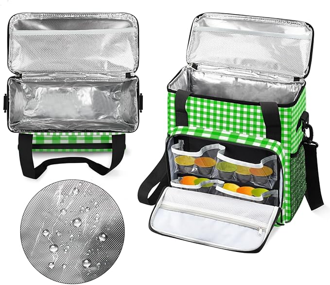 Green Plaid Coffee Maker Carrying Bag Portable Travel Storage Tote Bag Compatible with K-Mini or K-Mini Plus Single Serve Coffee Brewer Carrying Case with Multiple Pockets &amp Shoulder Strap