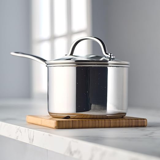 Farberware Millennium Stainless Steel Pots and Pans with Lids Induction Ready Compatible with All Cooktops Metal Utensil Safe 10 Piece Cookware Set Dishwasher Safe - Stainless Steel