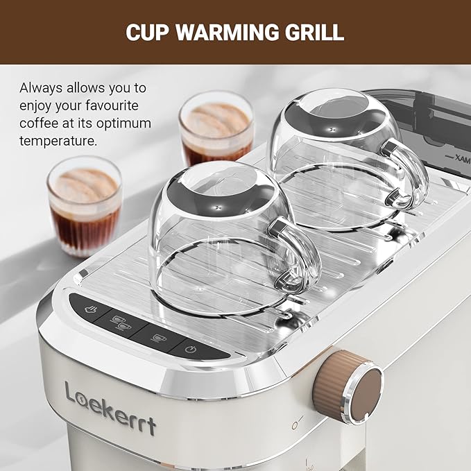 Espresso Machine Expresso Coffee Machines for Home 20 Bar Cafetera Espresso with Milk Frother Steam Wand Compact Small Coffee Maker for Latte and Cappuccino (Pear White Stainless Steel Gift)