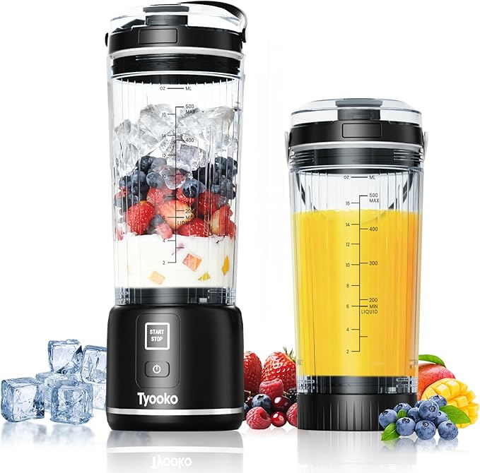 Portable Blender for Smoothies and Shakes 18oz Rechargeable Electric Personal Juicer Cup with Dual Mode 6 Sharp Blade Drink Mixer Bottle with Leakproof-Lid &amp Sip Spout for Kitchen/Travel/Gym