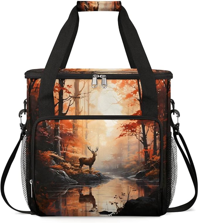 Forest Animal Deer Coffee Maker Carrying Bag for Keurig K-Mini or K-Mini Plus Storage Portable Coffee Maker Travel Bag