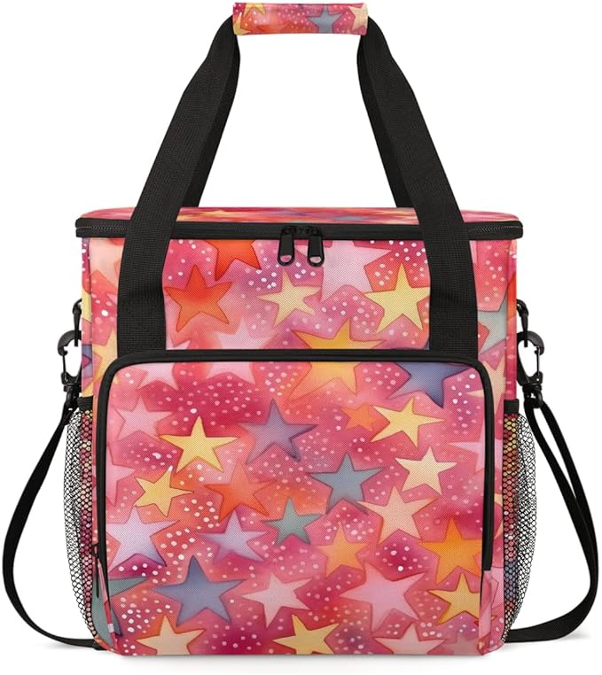 Rainbow Star Coffee Maker Carrying Bag Portable Travel Storage Tote Bag Compatible with K-Mini or K-Mini Plus Single Serve Coffee Brewer Carrying Case with Multiple Pockets &amp Shoulder Strap