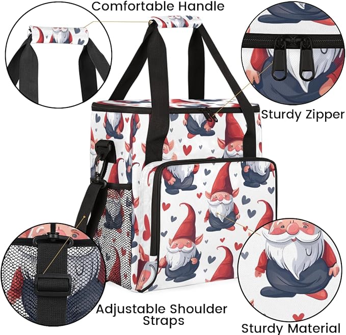 Cute Santa Claus Coffee Maker Carrying Bag Portable Travel Storage Tote Bag Compatible with K-Mini or K-Mini Plus Single Serve Coffee Brewer Carrying Case with Multiple Pockets &amp Shoulder Strap