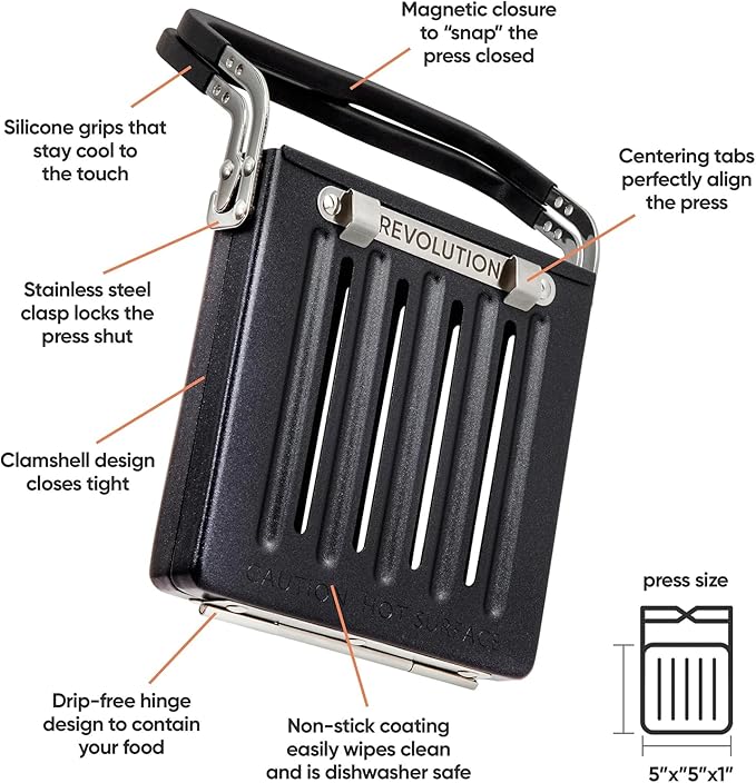Revolution Toastie Press (Works With All Toasters) Conveniently Toast Delicious Grilled Cheeses Quesadillas and Paninis in Your Toaster