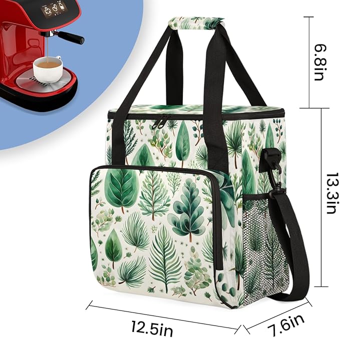 Christmas Tree Coffee Maker Carrying Bag Gothic Tree Travel Storage Bag Compatible with K-Mini or K-Mini Plus Single Serve Coffee Brewer Carrying Case with Multiple Pockets &amp Shoulder Strap