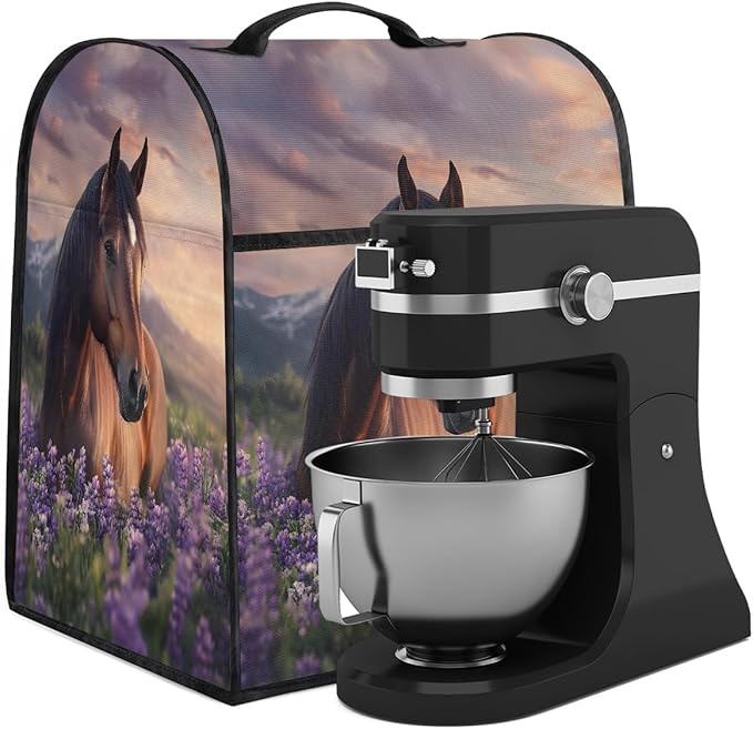 cfpolar Kitchen Aid Mixer Cover Compatible with 6-8 Quarts Animal Horse Purple Lavender Stand Mixer Cover Kitchen Aid Mixers Accessories Appliance Organizer Bag Dust Covers with Zipper Pocket