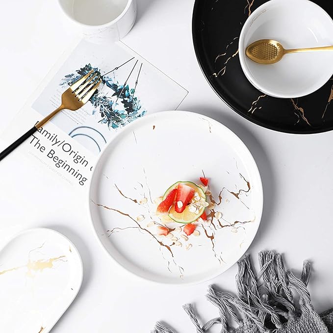 Dinnerware Set Porcelain Dinnerware Set Marble Dinner Set Microwave Oven Safe Plates And Bowls Set for Family Restaurant Party