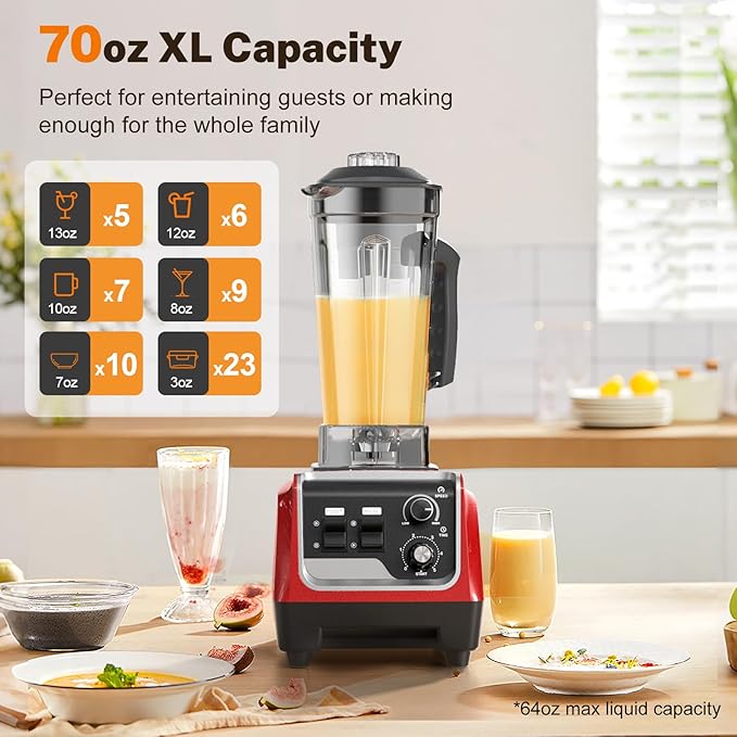 Smoothie Blender 1800W Powerful Blenders for Kitchen 70 Oz Large Capacity and BPA-Free Containers with To-Go Cup Countertop Blender for Smoothies Ice Crushing &amp Frozen Drinks