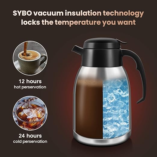 SYBO Commercial Coffee Makers 12 Cup Drip Coffee Maker Brewer with 74Oz thermal carafe Stainless Steel Cafetera SF-CB-1AA