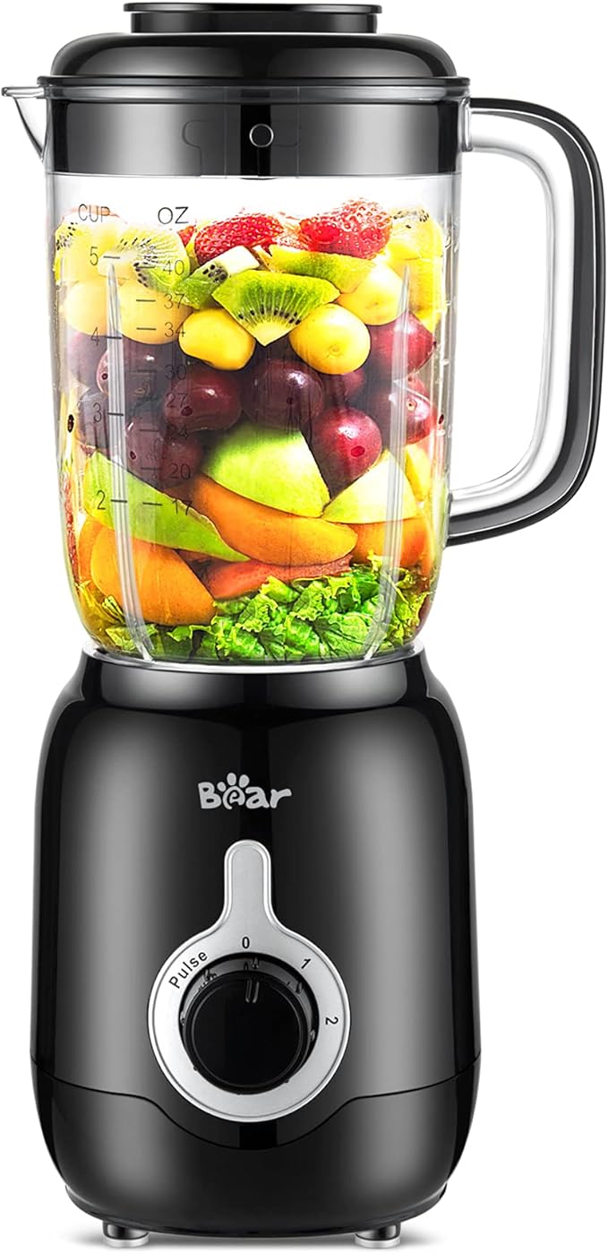 Bear Blender 2025 New 700W Smoothie Countertop Blender with 40oz Cup for Shakes and Smoothies 3-Speed for Crushing Ice Puree and Frozen Fruit with Autonomous Clean