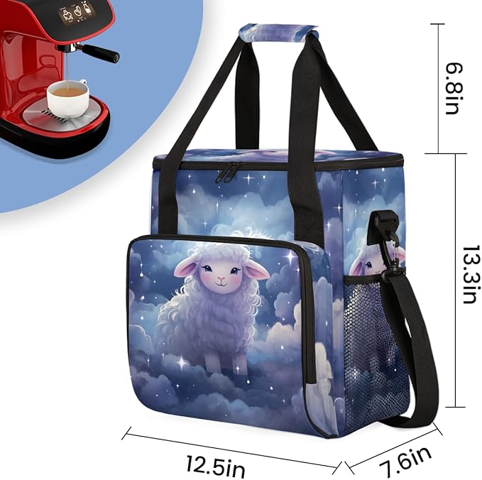 Dream Sheep Coffee Maker Carrying Bag Purple Cloud Travel Storage Bag Compatible with K-Mini or K-Mini Plus Single Serve Coffee Brewer Carrying Case with Multiple Pockets &amp Shoulder Strap