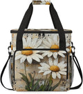 Daisies Music Notes Coffee Maker Travel Bag for Keurig K-Mini/K-Mini Plus Insulated Waterproof Tote with Pockets for K-Cup Portable Single-Serve Brewer Case
