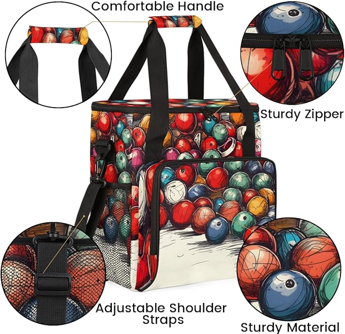 Graffiti Sport Ball Coffee Maker Carrying Bag Portable Travel Storage Tote Bag Compatible with K-Mini or K-Mini Plus Single Serve Coffee Brewer Carrying Case with Multiple Pockets &amp Shoulder Str