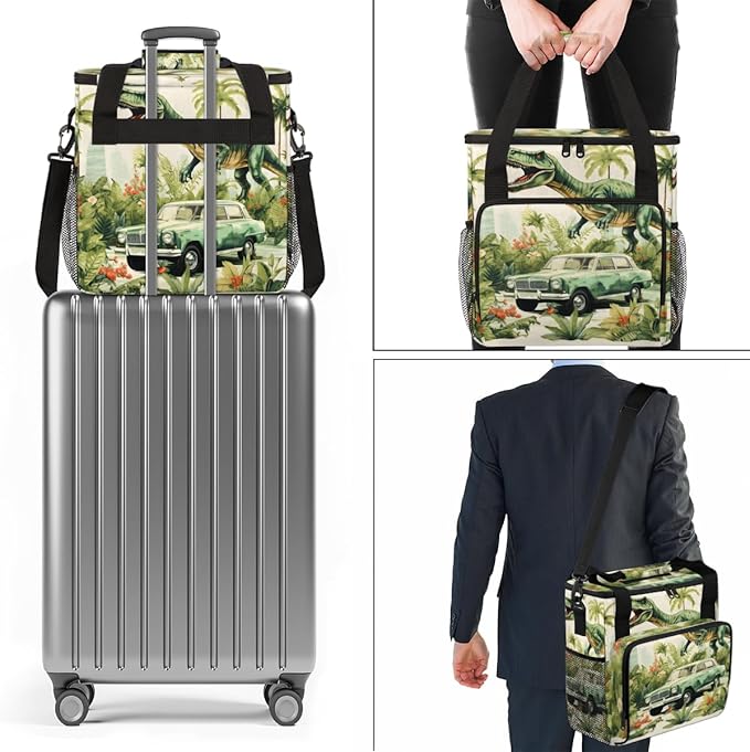 Dinosaur Truck Coffee Maker Carrying Bag Portable Travel Storage Tote Bag Compatible with K-Mini or K-Mini Plus Single Serve Coffee Brewer Carrying Case with Multiple Pockets &amp Shoulder Strap
