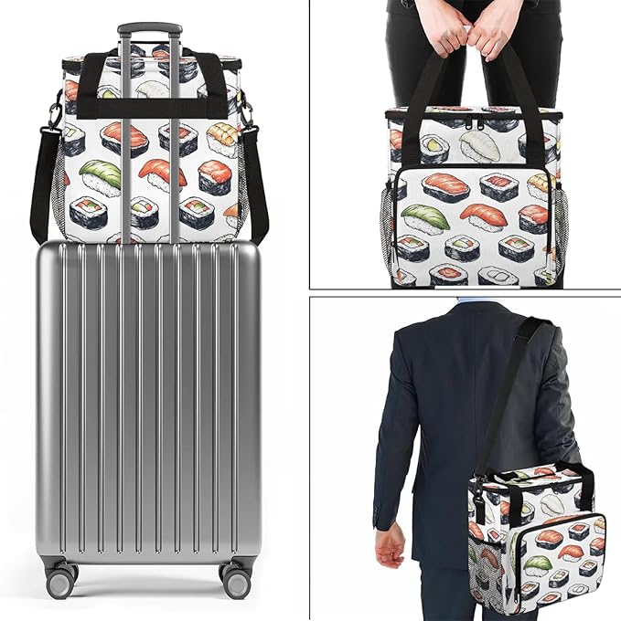 Cute Sushi Coffee Maker Travel Bag Japanese Style Insulated Grocery Bag Travel Picnic Leakproof Cooler Bags With Shoulder Strap