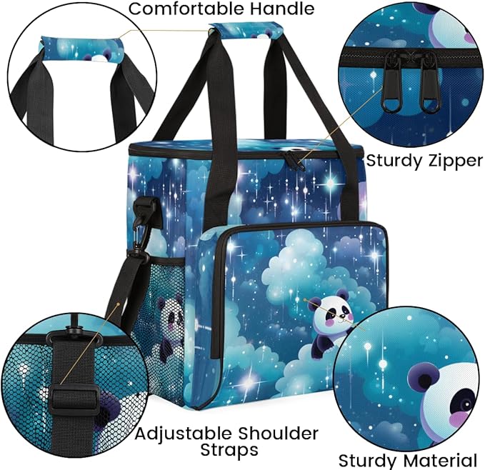Panda on Cloud Coffee Maker Carrying Bag Star Portable Travel Storage Tote Bag Compatible with K-Mini or K-Mini Plus Single Serve Coffee Brewer Carrying Case with Multiple Pockets &amp Shoulder Str