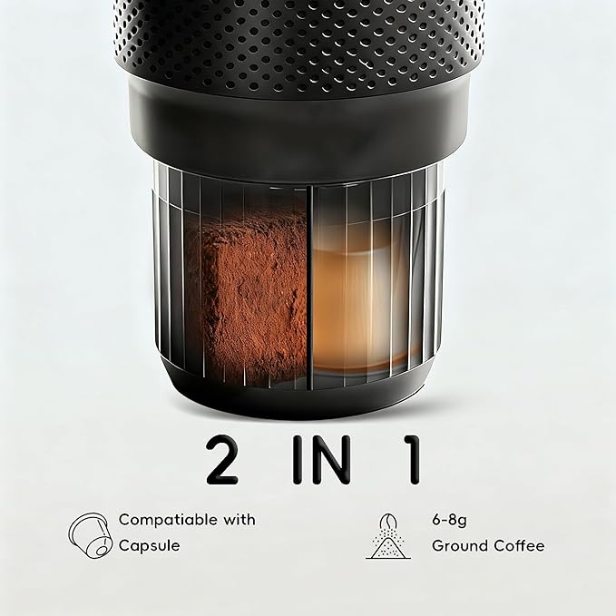 Portable Electric Espresso Machine Travel Coffee Maker for Camping Car Coffee Maker Self-Heating With Ground Coffee