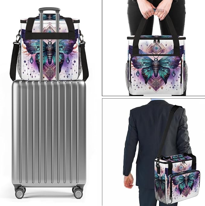 Gothic Butterfly Coffee Maker Carrying Bag Artistic Butterfly Travel Storage Bag Compatible with K-Mini or K-Mini Plus Single Serve Coffee Brewer Carrying Case with Multiple Pockets &amp Shoulder S
