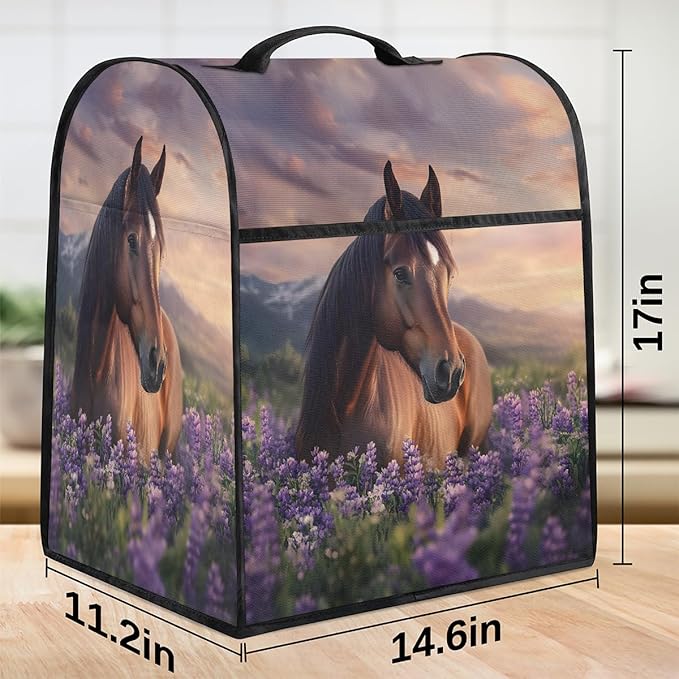 cfpolar Kitchen Aid Mixer Cover Compatible with 6-8 Quarts Animal Horse Purple Lavender Stand Mixer Cover Kitchen Aid Mixers Accessories Appliance Organizer Bag Dust Covers with Zipper Pocket