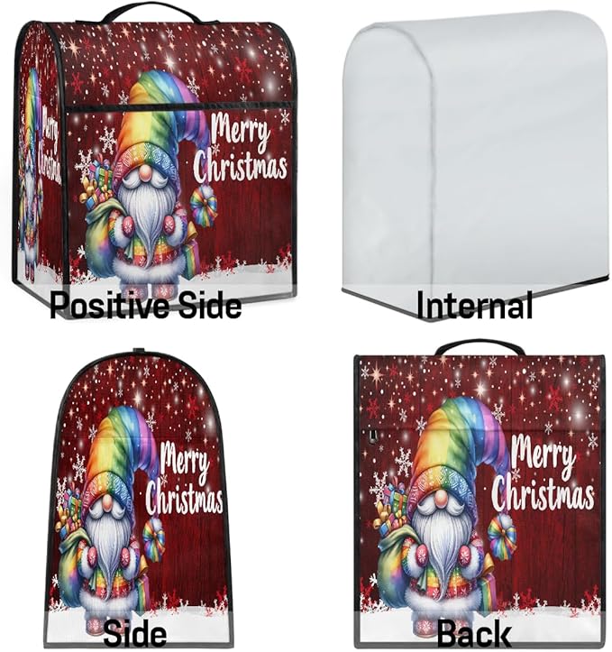 cfpolar Kitchen Aid Mixer Cover Compatible with 6-8 Quarts Christmas Santa Claus Snowflakes Stand Mixer Cover Kitchen Aid Mixers Accessories Appliance Organizer Bag Dust Covers with Zipper Pocket