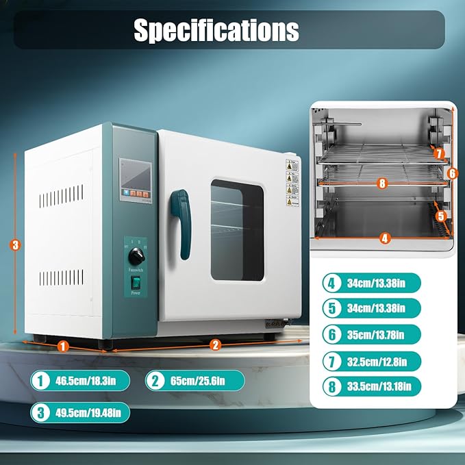 Digital Forced Air Convection Drying Oven1000W 110V Lab Oven with Adjustable Fan and Temperature Control RT+18°F~572°FStainless Steel Chamber for Industrial Laboratory Curing(Green)