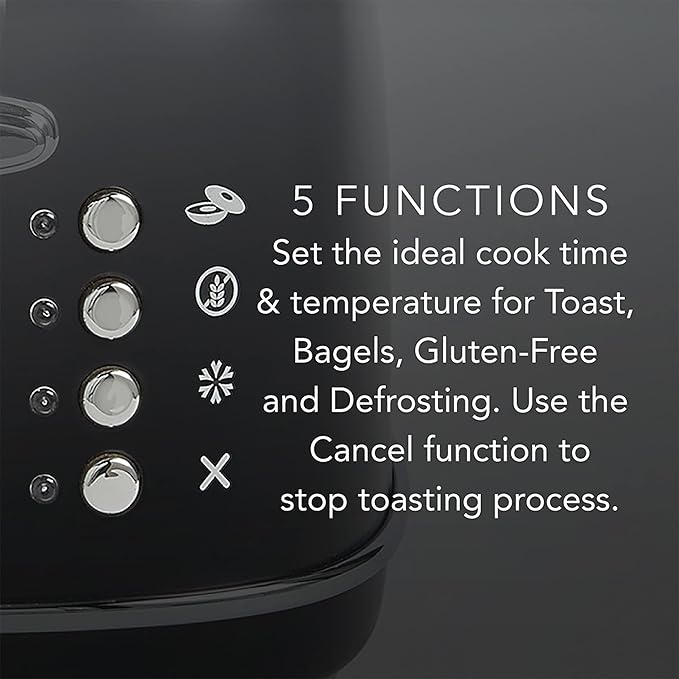 Chef'sChoice Toaster 2 Slice Gourmezza Stainless Steel with 5 Functions and 6 Shade Settings 900-Watts Black