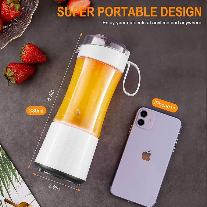 Vaeqozva Portable Blender USB Rechargeable Personal Mixer Fruit Mini Blender for Smoothie Fruit Juice Protein Shake Milk Shakes
