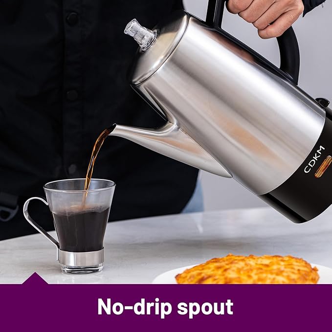 Classic 12 Cup Percolator PC-9822 Stainless Steel with keep warmcordless service (Brushed Finish)