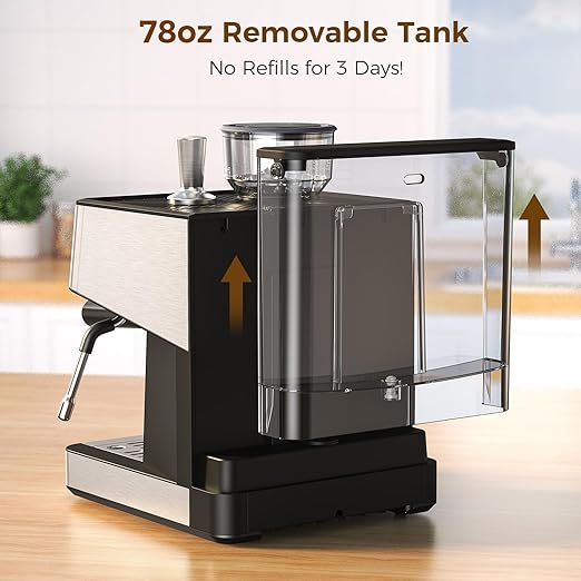 COWSAR (2025 New) Espresso Machines with Built-in Anti-Clog 20 Bar Expresso Coffee Machines with Milk Frother Steam Wand Commercial Espresso Machine with Grinder for Latte Cappuccino Americano