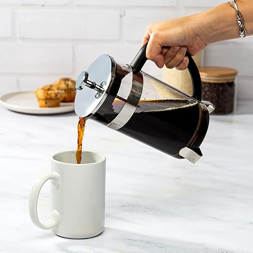 Primula French Press Coffee Maker Temperature Safe Borosilicate Glass with Stainless Steel Filters Premium Design and Quality 34-Ounces 8-Cup Silver