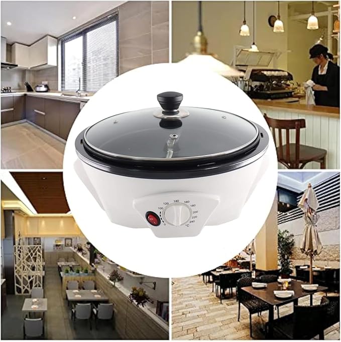 800G Electric Coffee Roaster Machine Coffee Bean Burner with Adjustable Temperature And Timer 0-240℃ Perfect For Coffee Lovers Non-Stick Pan And Easy To Use